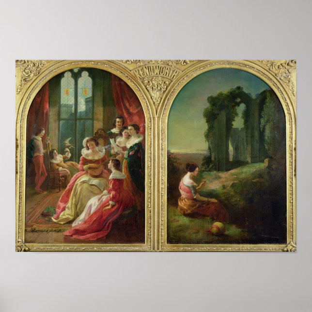 Poster Le château de Kenilworth - passé et présent, 1854 (Devant)