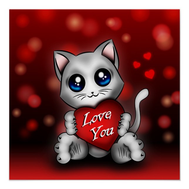 Poster Le chaton t'aime (Devant)