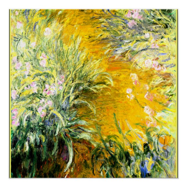 Poster Le chemin à travers les Irises, art Claude Monet (Devant)