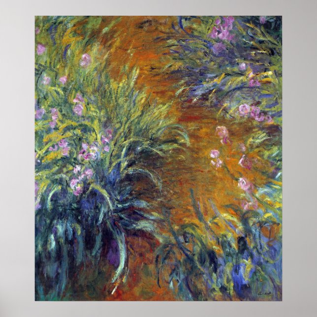Poster Le chemin à travers les Irises par Claude Monet (Devant)
