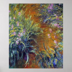 Poster Le chemin à travers les Irises par Claude Monet