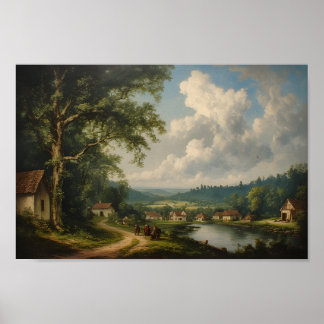 Poster Le chêne du village — Campagne anglaise avec perso