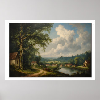 Poster Le chêne du village — Campagne anglaise avec perso
