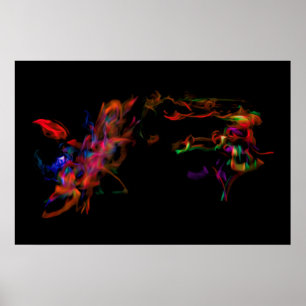 Poster Le Cheval De Feu Vis-À-Vis Le Dragon Arc-En-Ciel