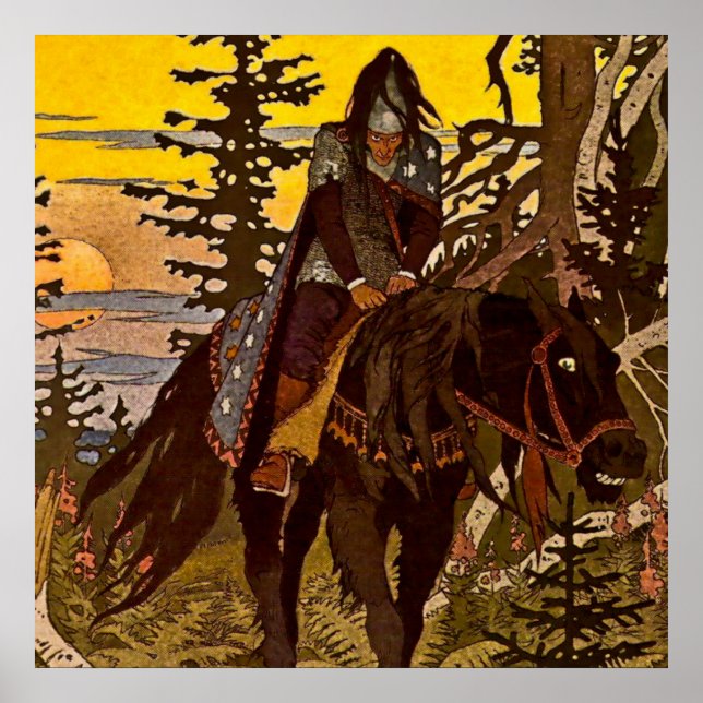 Poster "Le Chevalier noir" par Ivan Bilibin (Devant)