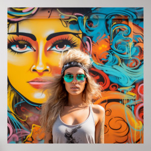 Poster Le chic urbain - avec l'art du graffiti et le modè