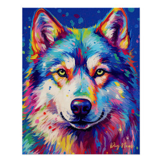 Poster Le Chien Husky Sibérien 005 - Zetton Ziana