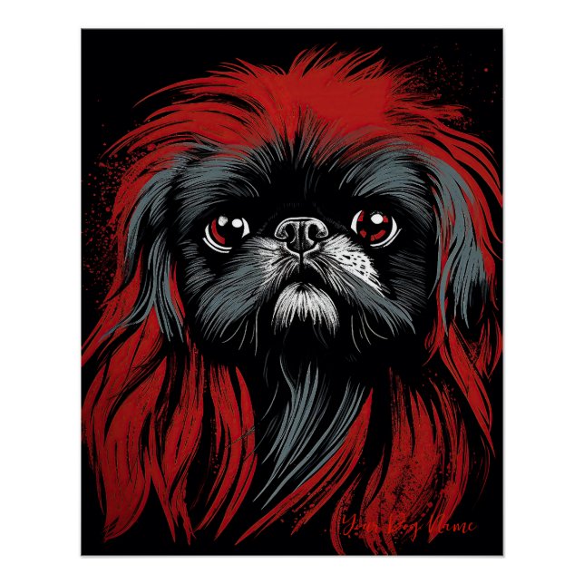 Poster Le chien Pekingese, rouge et noir 002 - Ulises Dal (Devant)