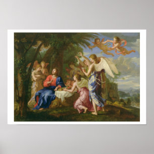 Poster Le Christ a servi par les anges, c.1650 (huile sur