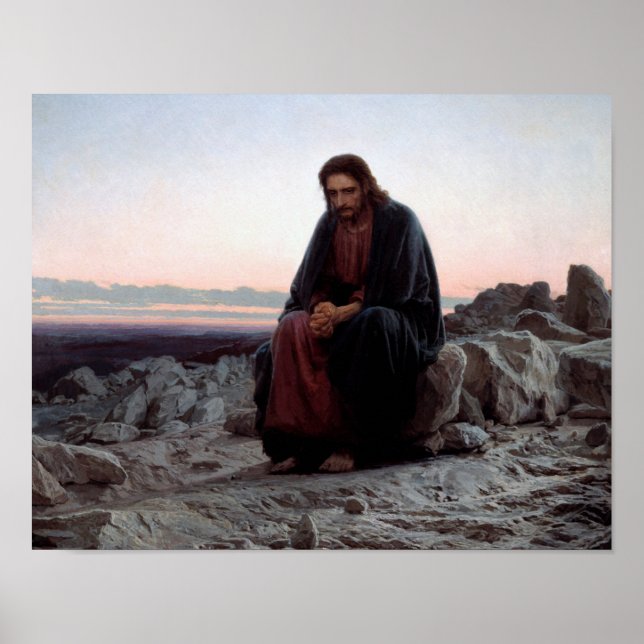Poster Le Christ dans le désert, Ivan Kramskoi (Devant)