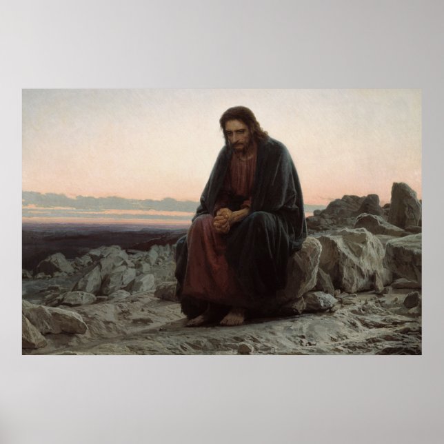 Poster Le Christ dans le désert (par Ivan Kramskoi) (Devant)