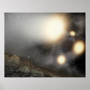 Poster Le ciel nocturne comme vu d'un avion hypothétique