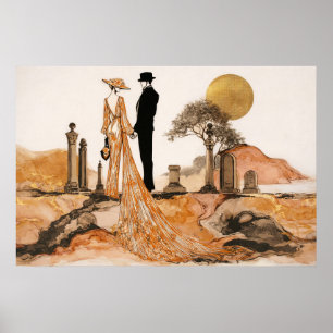 Poster Le Cimetière des Secrets - Surréaliste Noir Élégan