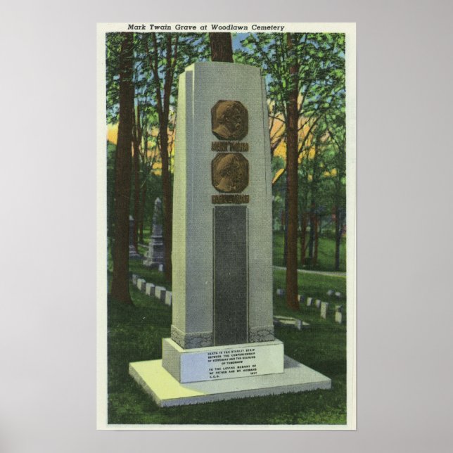 Poster Le cimetière en pelouse, Mark Twain Gravestone (Devant)