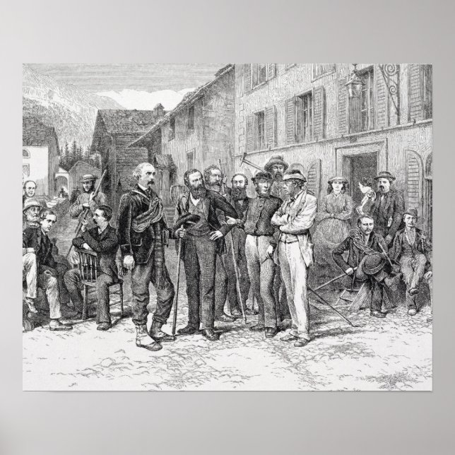 Poster Le Club Room de Zermatt en 1864, de "L'Ascent (Devant)