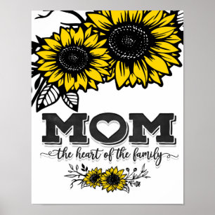 Poster Le coeur du cadeau familial, cadeau de la fête des