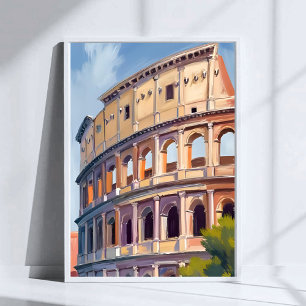 Poster Le Colosseum Rome Aquarelle Voyage 