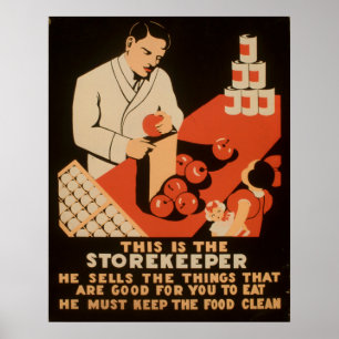 Poster Le commerçant doit garder la nourriture propre WPA
