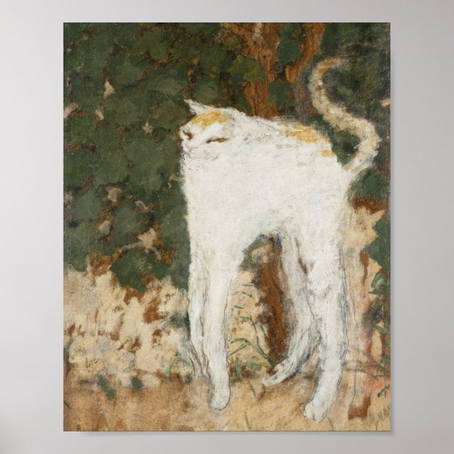 Poster Le Conversation Blanc Vintage Peinture Chat Mur Im (Devant)