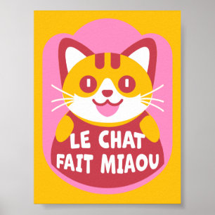 Poster Le Conversation Fait Miaou Cute French Orange Tabb