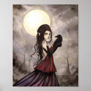 Poster Le corbeau gothique Imaginaire femme art féminin
