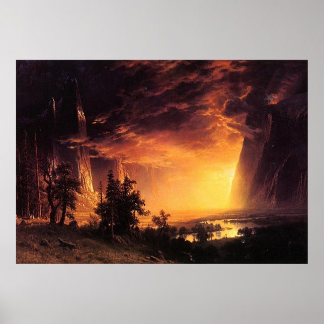 Poster Le coucher de soleil d'Albert Bierstadt dans la va (Devant)