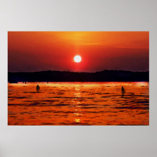 Poster Le coucher du soleil du lac Lanier