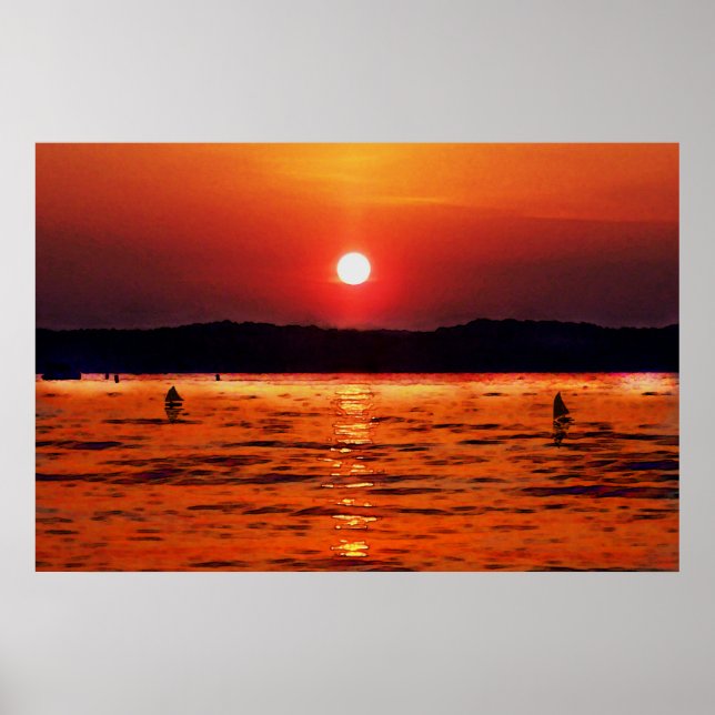Poster Le coucher du soleil du lac Lanier (Devant)