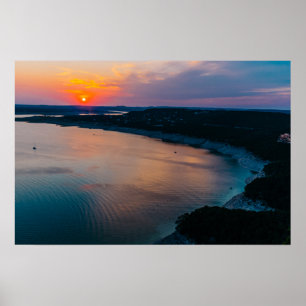 Poster Le coucher du soleil du lac Travis