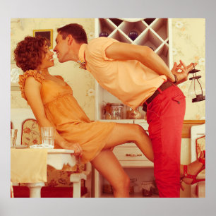 Poster Le couple Hipster : café vintage branché.