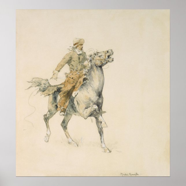 Poster Le Cowboy, Frederic Remington (Devant)