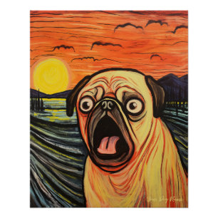 Poster Le cri - Chien Carlin 003 - Munch de balle