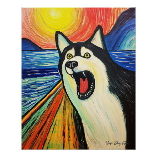 Poster Le cri - Chien Husky Sibérien 003 - Munch Pall
