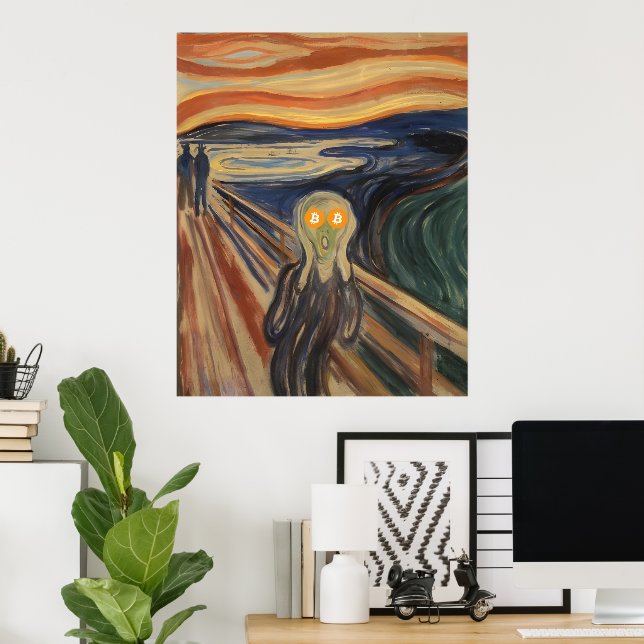 Poster Le cri de Bitcoin (Munch) (Bureau à domicile)