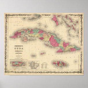 Poster Le Cuba, la Jamaïque, et la Porto Rico