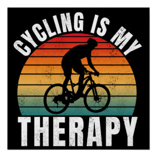 Poster Le cyclisme est ma thérapie Typographie Vintage Dr