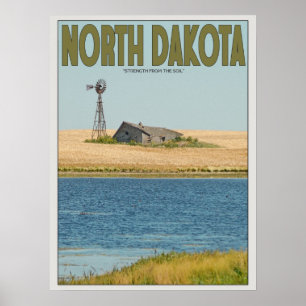Poster Le Dakota du Nord - vieille ferme - vert