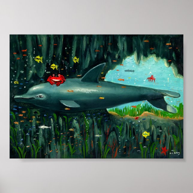 Poster Le dauphin et le crabe étaient des amis. (Devant)