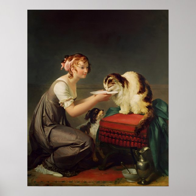 Poster Le déjeuner de chat Marguerite Gérard Art (Devant)