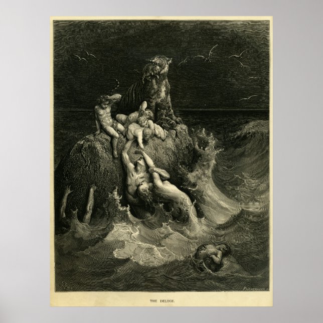 Poster Le déluge de Gustave Dore basé sur l'Arche de Noé (Devant)