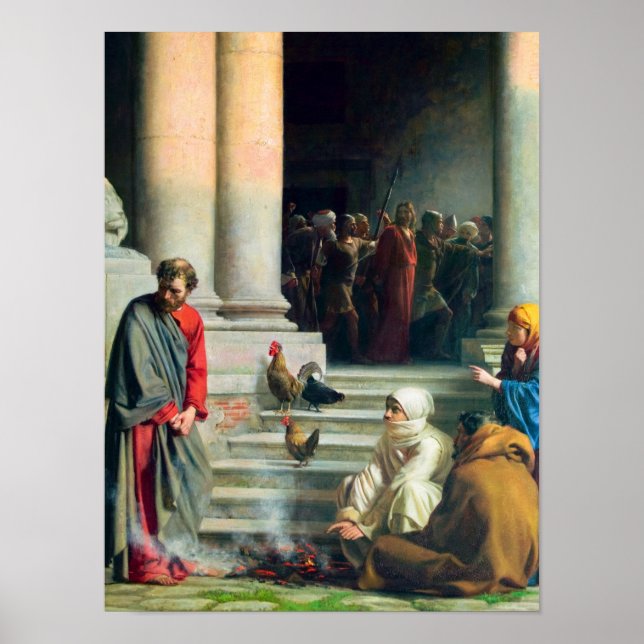 Poster Le déni de Pierre par Carl Bloch (Devant)