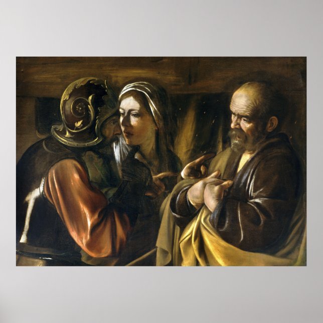 Poster Le déni de Saint Pierre - Caravaggio (Devant)