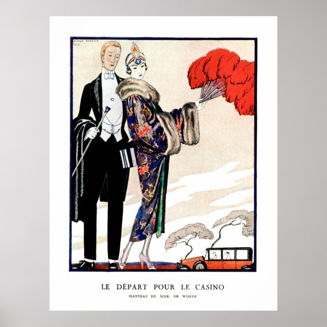 Poster Le départ pour le casino par George Barbier (Devant)