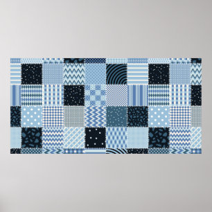 Poster Le design. Seamless patchwork pattern from stit