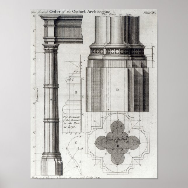 Poster Le deuxième ordre de l'architecture gothique, 1741 (Devant)