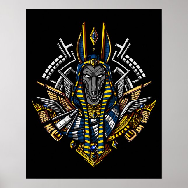 Poster Le dieu égyptien Anubis Pharaon du loup antique (Devant)