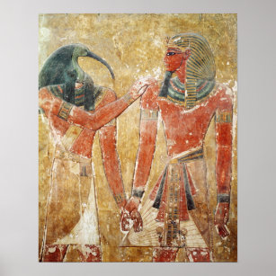 Poster Le dieu Thoth avec Seti I dans la tombe de Seti