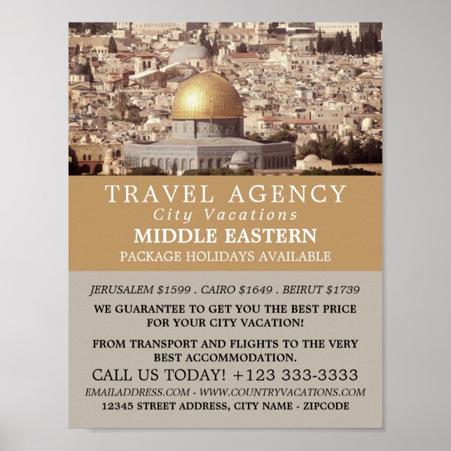 Poster Le Dôme du Rocher, Jérusalem, Agence de Voyage (Devant)