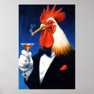 Poster Le Don de l'Aube   Coq Dapper Fumer Cigar