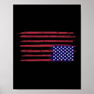 Poster Le Drapeau Américain Résiste À L'Inverse Aux États